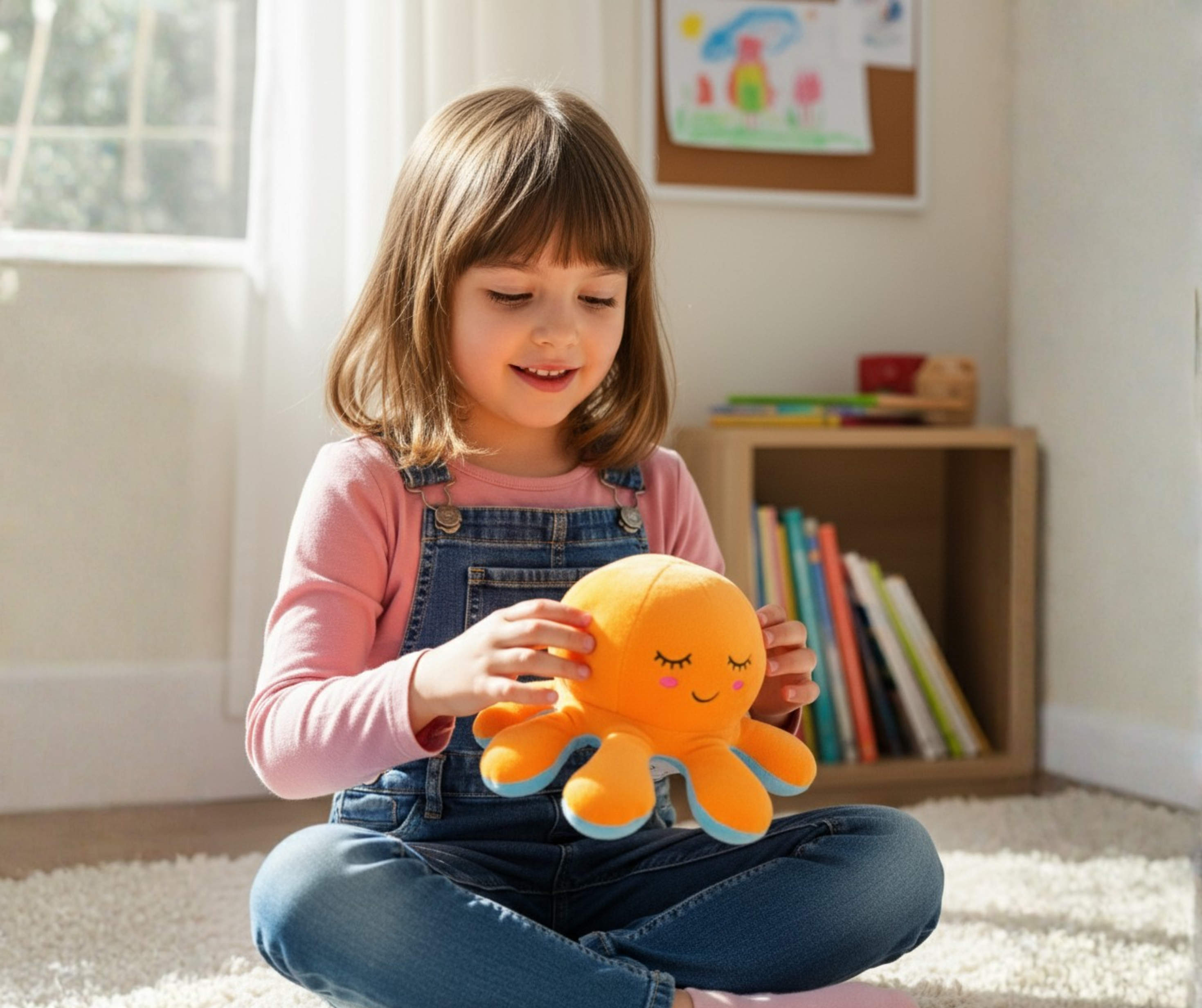 Reversible Octopus Plush Toy – Double-Sided Mood Soft Toy (Happy & Relaxed Faces)