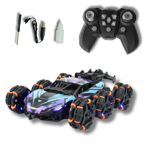 ClapTales Six-Wheel Spider RC Car – 2.4GHz Remote Control Car with 360° Rotating Drift Wheels, Cool Water Smoke Effect & Rechargeable 3.7V Battery | RC Stunt Car for Kids