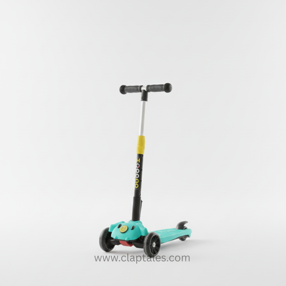 CLAPTALES Kick Scooter for Kids | 3 Wheel Kids Scooter with 3 Height Adjustable, LED Lights & Music | Skate Scooters Upto 90Kgs Weight Capacity | Runner Scooters for Kid 3 to 12 Years