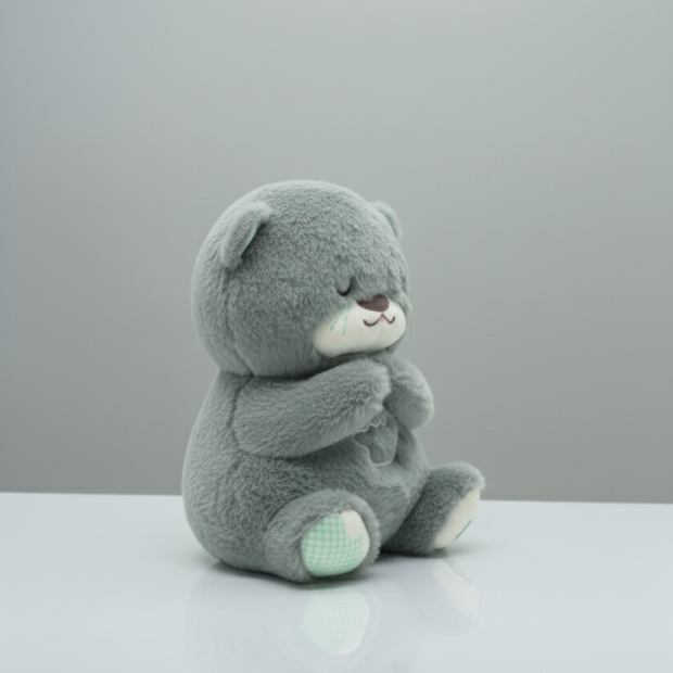 Claptales  Breathing Teddy Bear Soft Toy (25cm) | Grey Soothing Plush