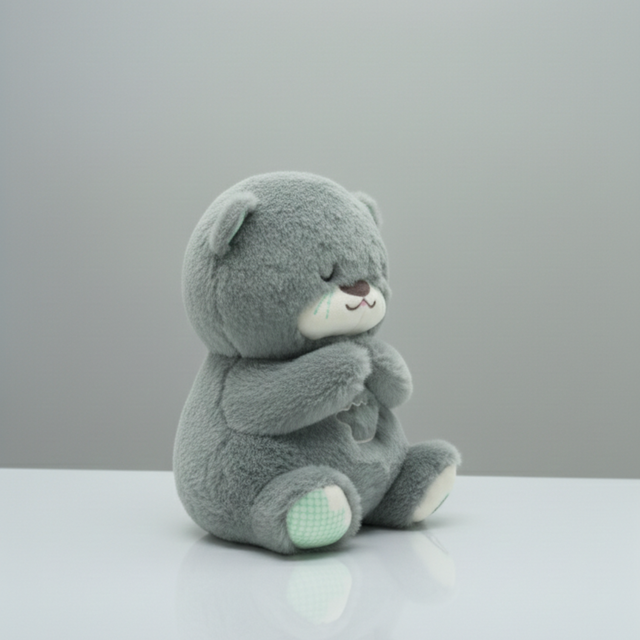 Claptales  Breathing Teddy Bear Soft Toy (25cm) | Grey Soothing Plush