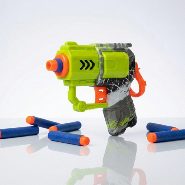 Claptales mini soft bullet gun model 118 green 13 cm compact blaster toy.