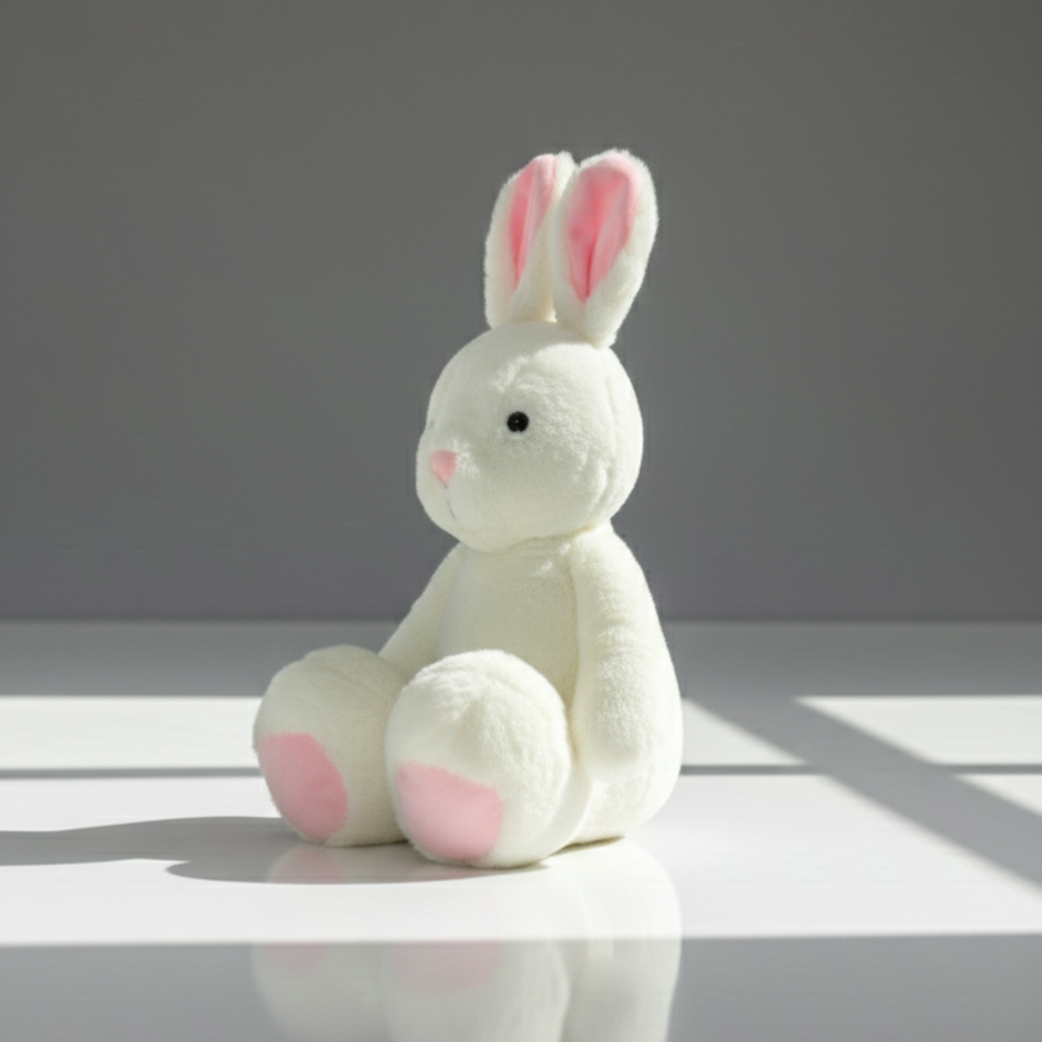 Claptales White Bunny Rabbit Soft Toy (44cm) | Fluffy Long Ear Plush