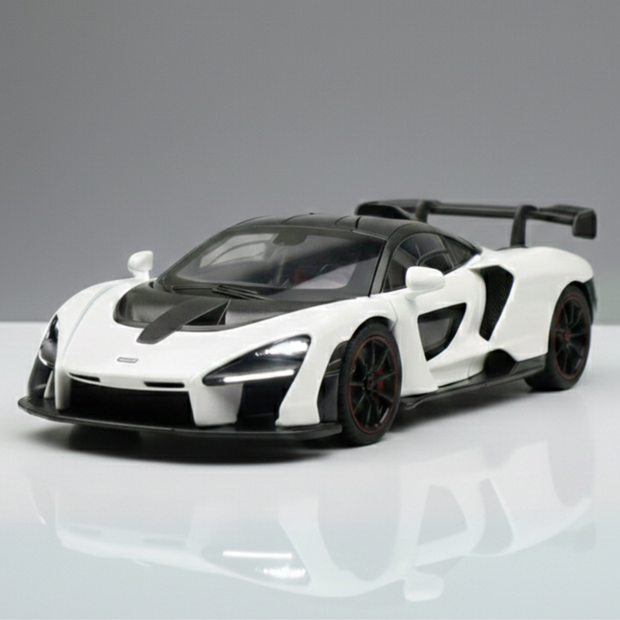 Claptales Die-Cast Sports Car with Opening Doors White & Black | 1:24 Scale Alloy Toy Car for Kids & Collectors
