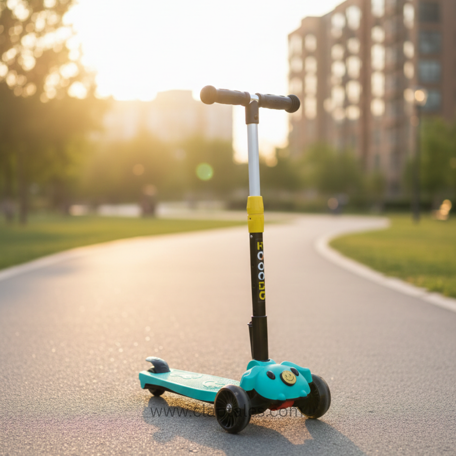 CLAPTALES Kick Scooter for Kids | 3 Wheel Kids Scooter with 3 Height Adjustable, LED Lights & Music | Skate Scooters Upto 90Kgs Weight Capacity | Runner Scooters for Kid 3 to 12 Years