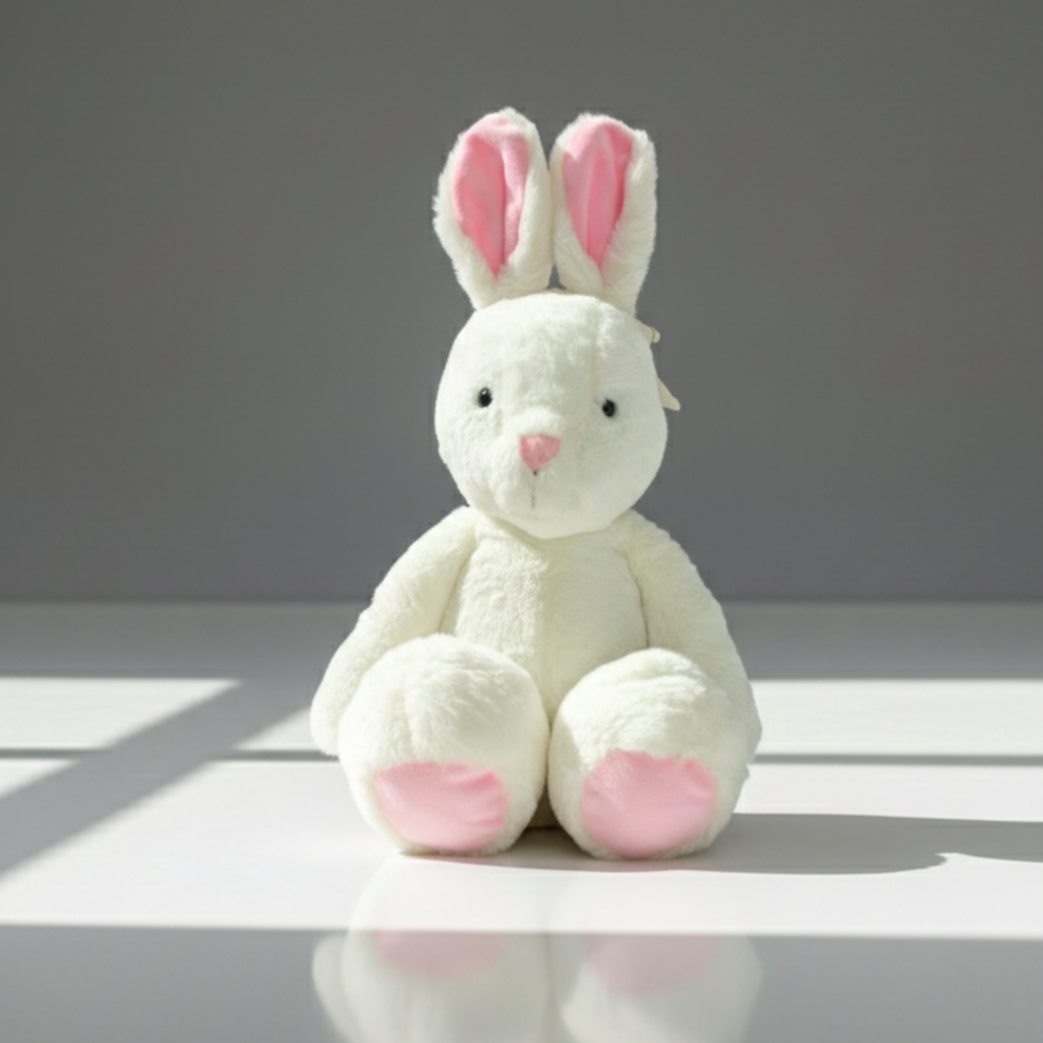 Claptales White Bunny Rabbit Soft Toy (44cm) | Fluffy Long Ear Plush