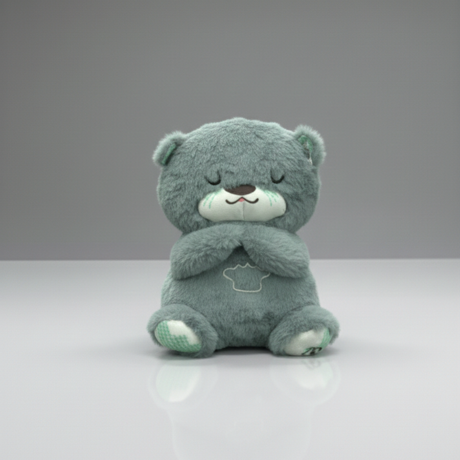 Claptales  Breathing Teddy Bear Soft Toy (25cm) | Grey Soothing Plush