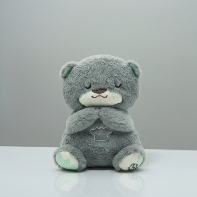 Claptales  Breathing Teddy Bear Soft Toy (25cm) | Grey Soothing Plush