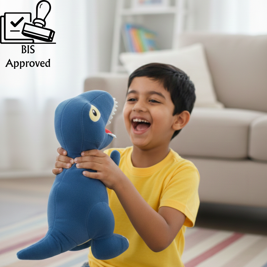 Claptales  Blue Dinosaur Soft Toy (10 Inch) | Cute Dino Plush for Kids