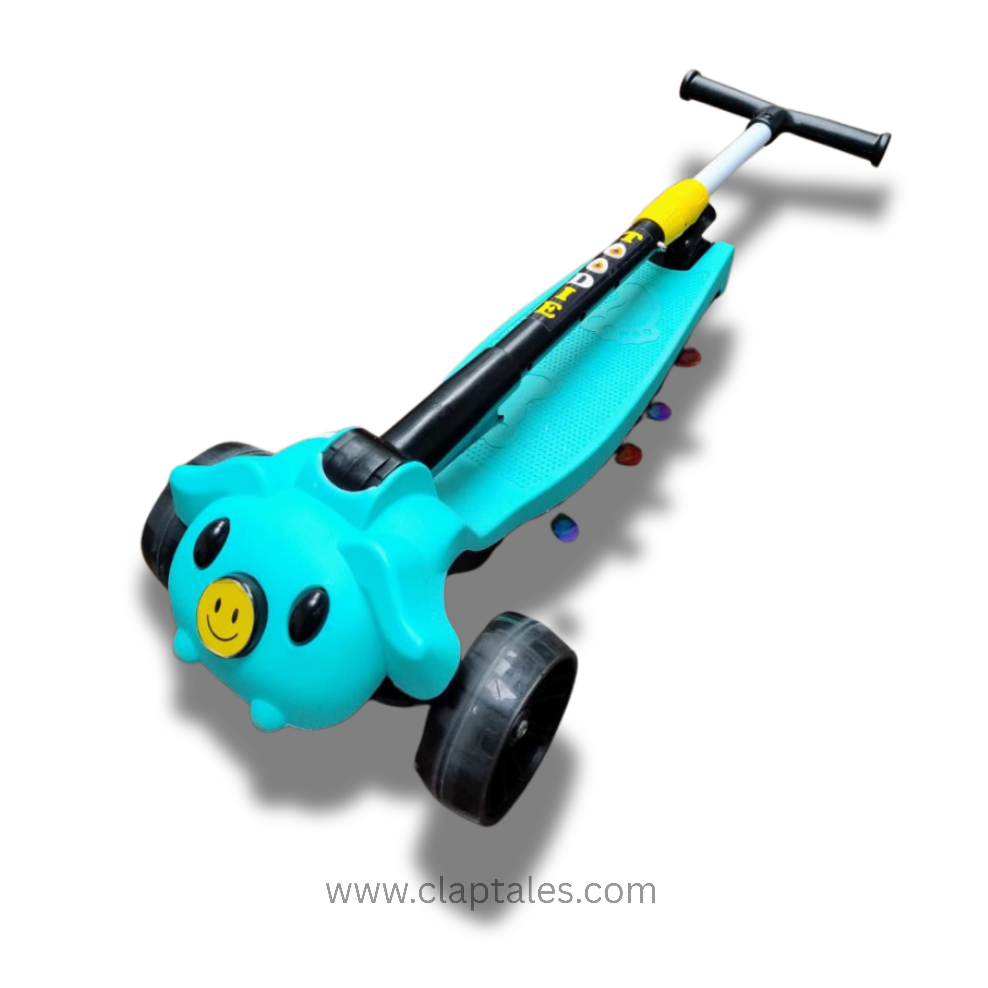 CLAPTALES Kick Scooter for Kids | 3 Wheel Kids Scooter with 3 Height Adjustable, LED Lights & Music | Skate Scooters Upto 90Kgs Weight Capacity | Runner Scooters for Kid 3 to 12 Years