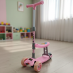 CLAPTALES 3-in-1 Kids Scooter & Ride-On Toy | Adjustable Height & Seat for Toddlers LED PU Flashing Wheels | Light & Music Deck with Brake | Weight Capacity 100 kg