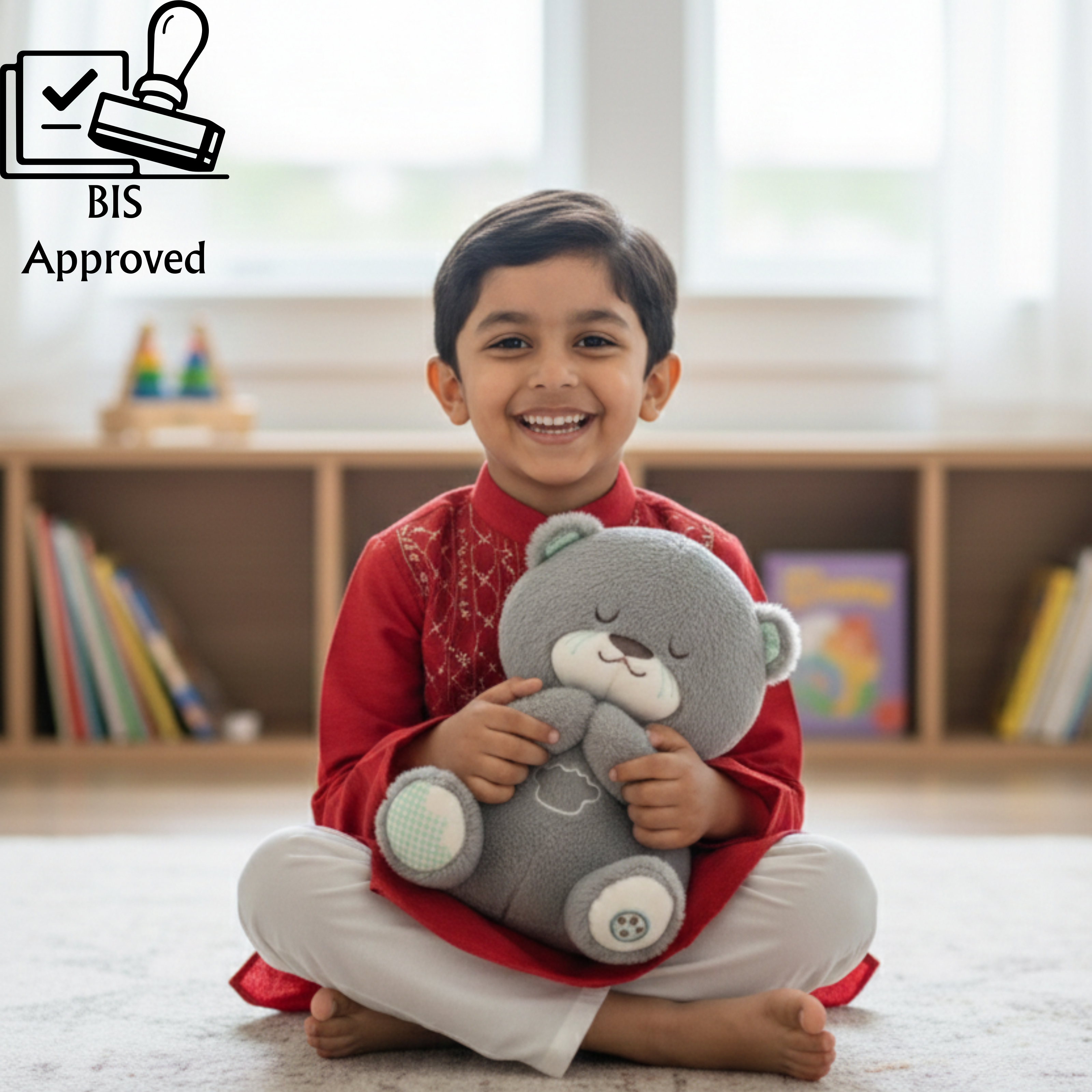 Claptales  Breathing Teddy Bear Soft Toy (25cm) | Grey Soothing Plush