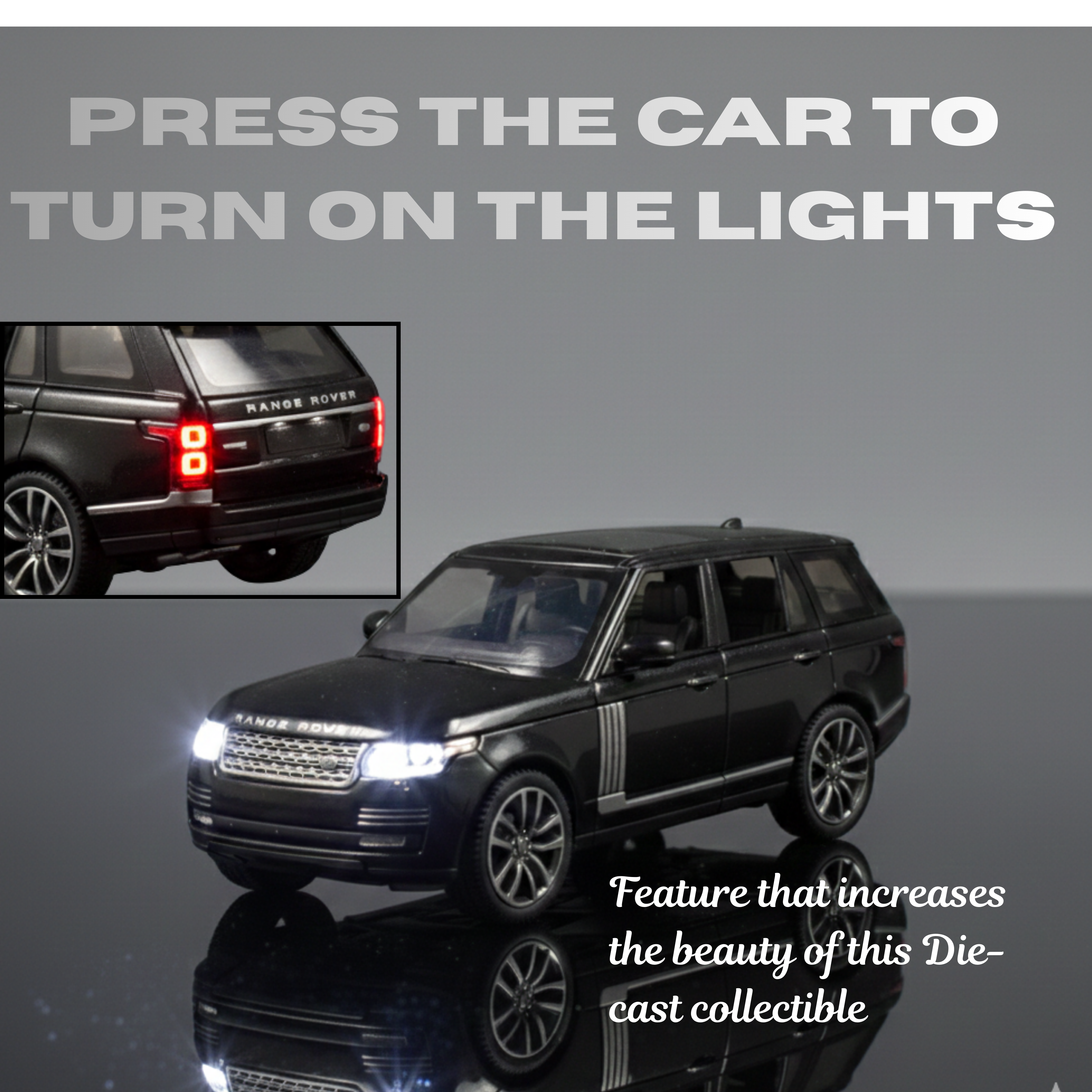 Claptales Land Rover SUV Die-Cast Model Car Black 1:32 Scale Alloy Collectible