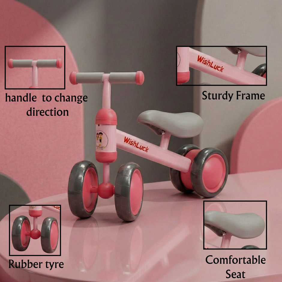 Claptales Baby 4‑Wheel Balance Bike (Red)