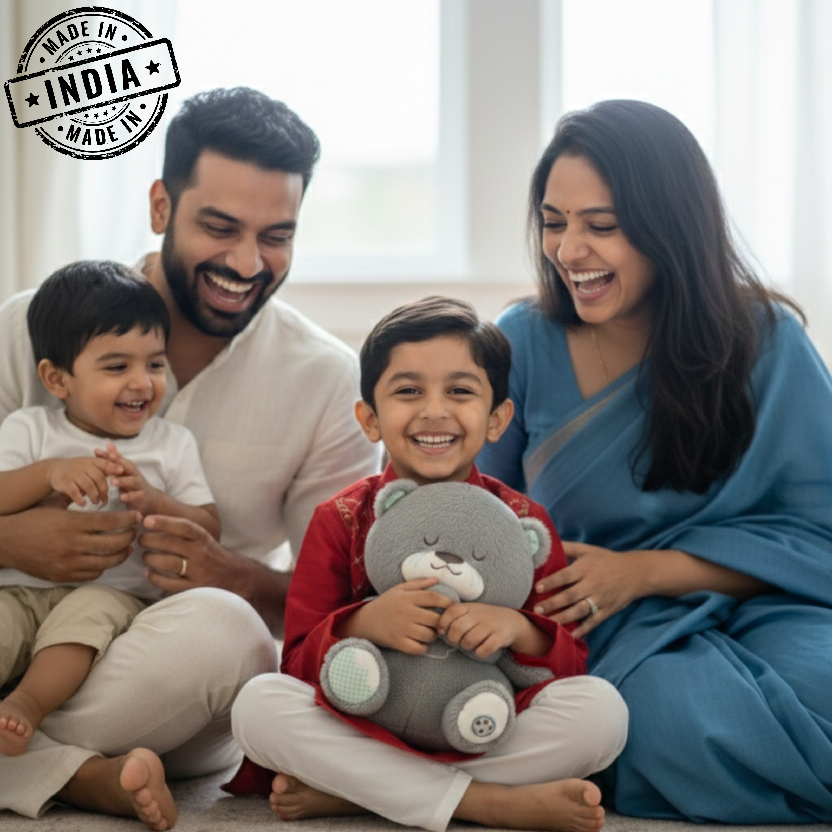 Claptales  Breathing Teddy Bear Soft Toy (25cm) | Grey Soothing Plush