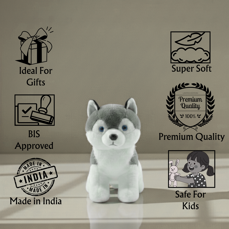 Claptales White Fluffy Dog Soft Toy (35cm) | Huggable Puppy Plush