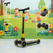 Claptales Adjustable 3-Wheel Kids Kick Scooter | Lean-to-Steer | LED Wheels | For Boys & Girls (3+ Years)