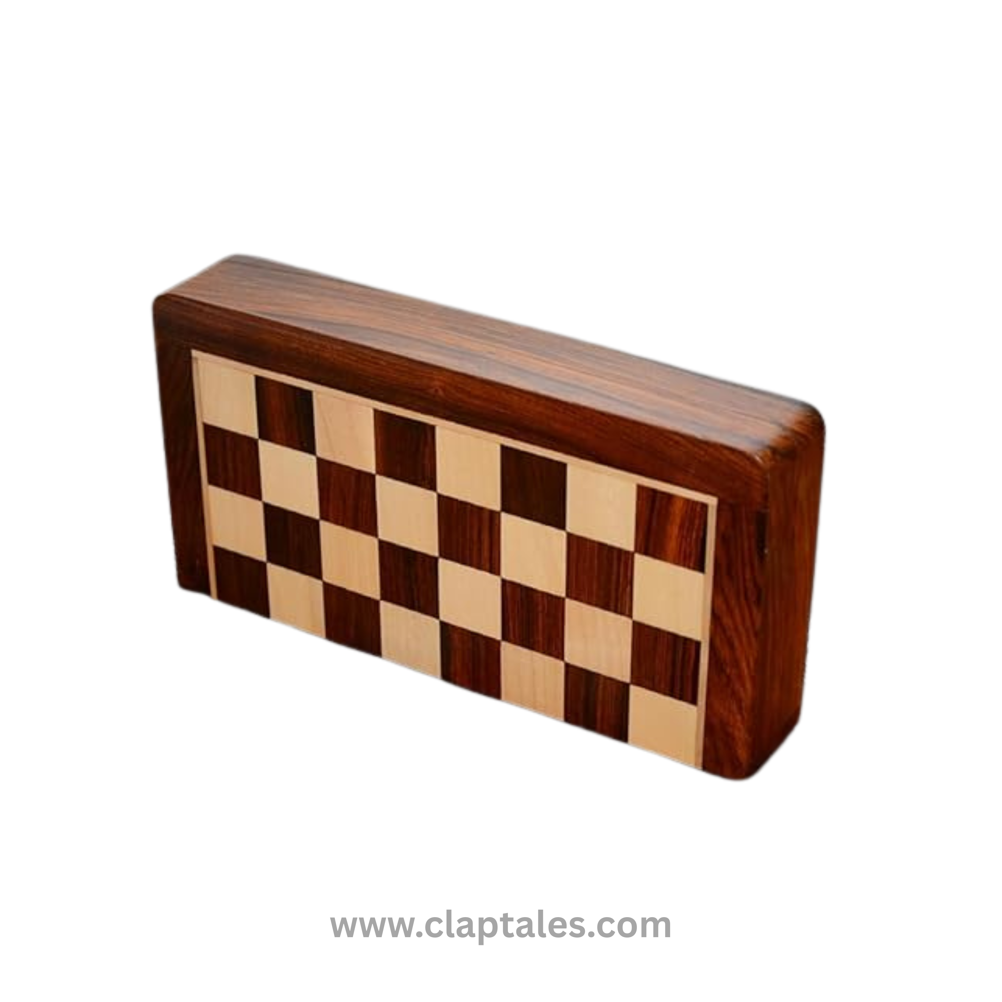 CLAPTALES 12 Inches Wooden Handmade Foldable Magnetic Chess Board Set with Magnetic Pieces and Extra Queens for 2 Players Kids and Adults