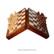 CLAPTALES 12 Inches Wooden Handmade Foldable Magnetic Chess Board Set with Magnetic Pieces and Extra Queens for 2 Players Kids and Adults