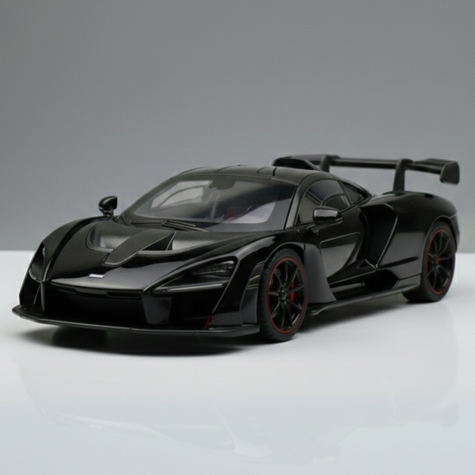 Black sports car model on a gray background