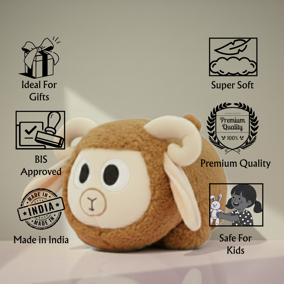 Brown sheep soft toy 30 cm shown as a cute gift and nursery decoration