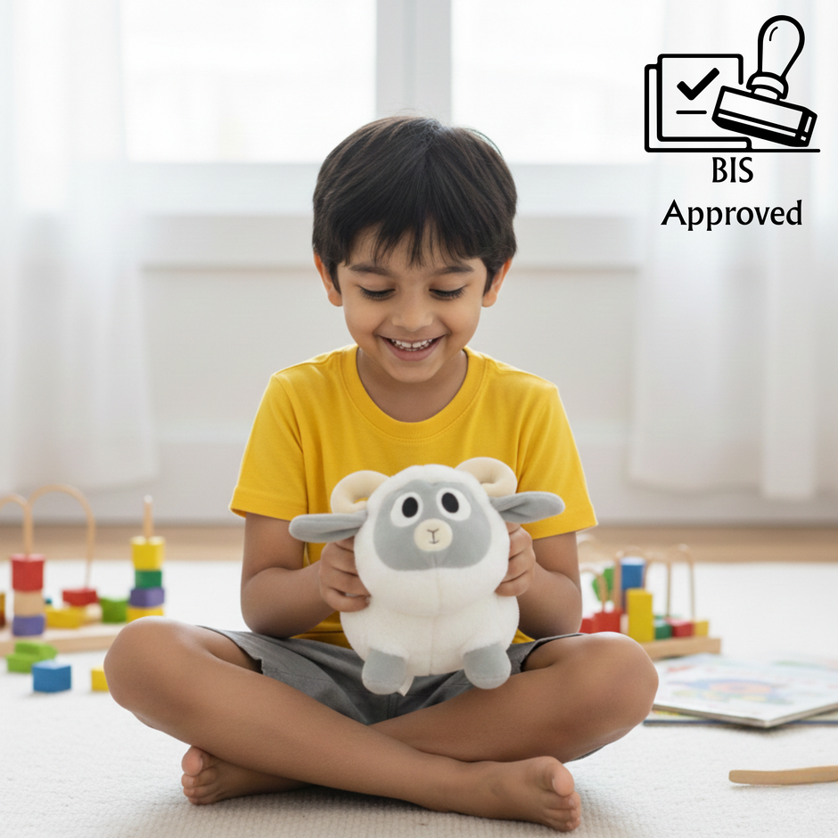 Child holding Claptales sheep soft toy for hugging and playtime