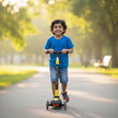 Child riding Claptales 3 wheel scooter outdoors enjoying smooth and stable ride