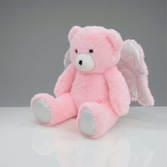 Claptales pink winged teddy soft toy 28 cm cute plush for kids