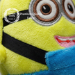 Close-up of a plush toy with a 'Premium Quality' label on a white background