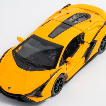 Claptales Die-Cast Sports Car with Opening Doors, Light & Sound - Yellow