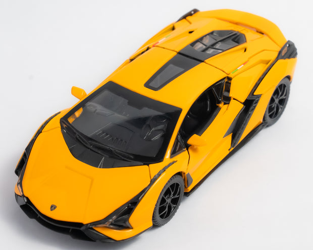 Claptales Die-Cast Sports Car with Opening Doors, Light & Sound - Yellow