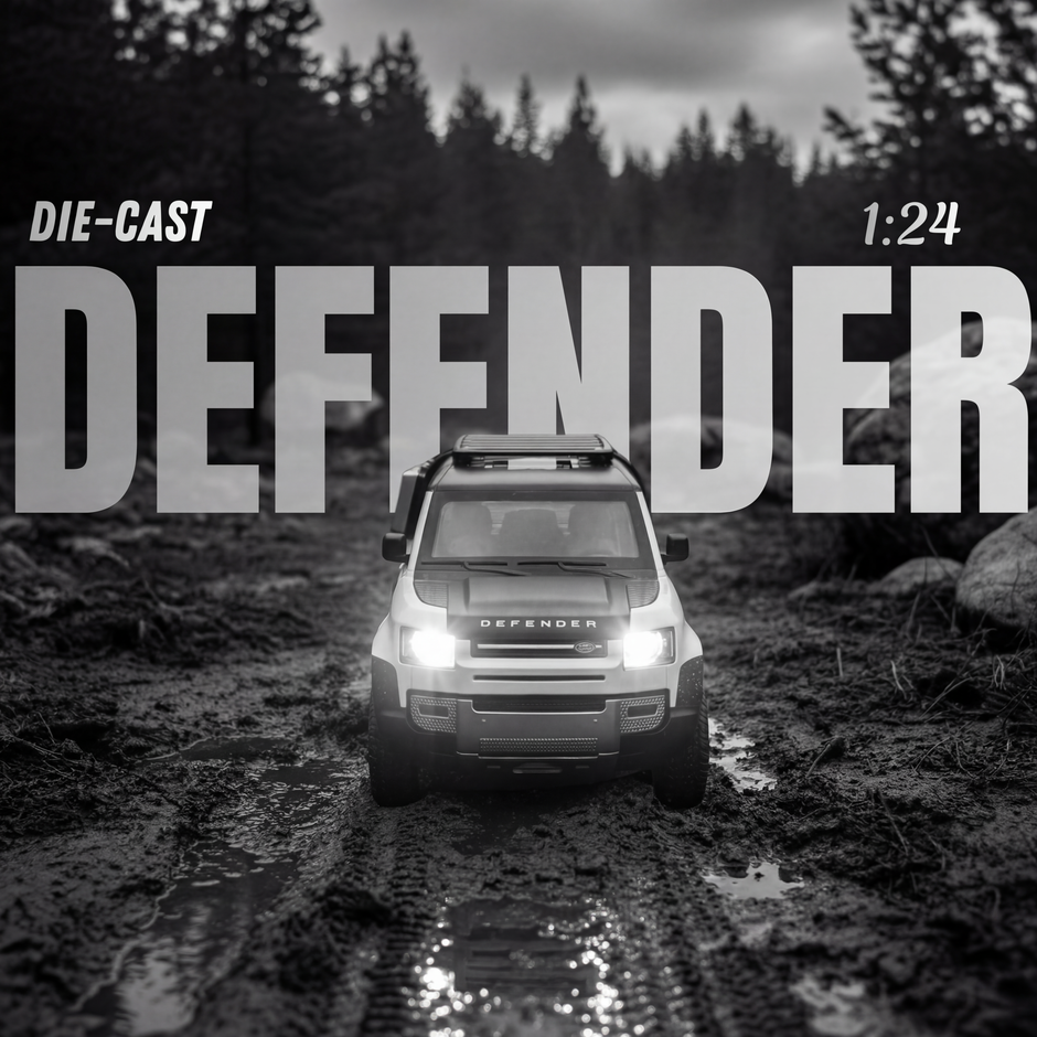 Die cast SUV model shown in a studio setup with soft blurred background

