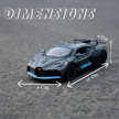 Dimension chart of Claptales 1:32 die cast sports car showing length width and height measurements