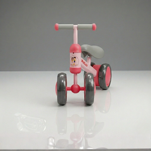 Front view of baby balance bike showing stable 4 wheel scooter design for kids