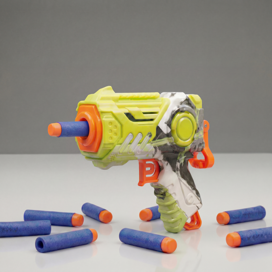 Kids foam dart blaster gun with soft bullets for safe indoor play 