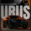 Lamborghini Urus die-cast collectible model with branding and scale information.
