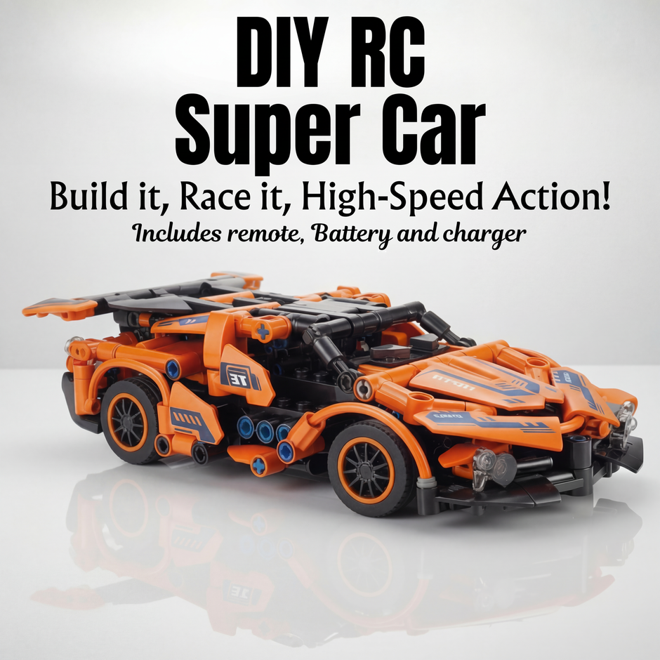 Motor and chassis closeup of build RC car kit