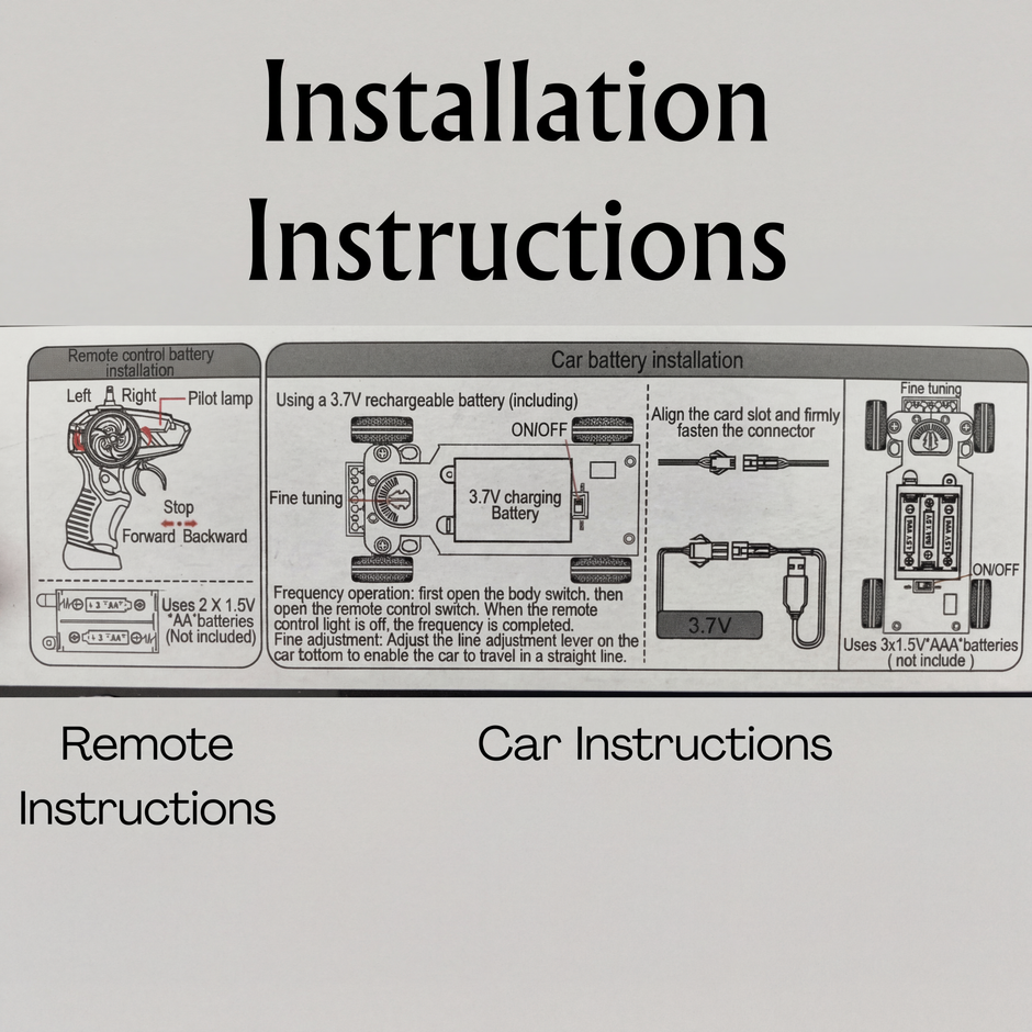 RC car installation instructions