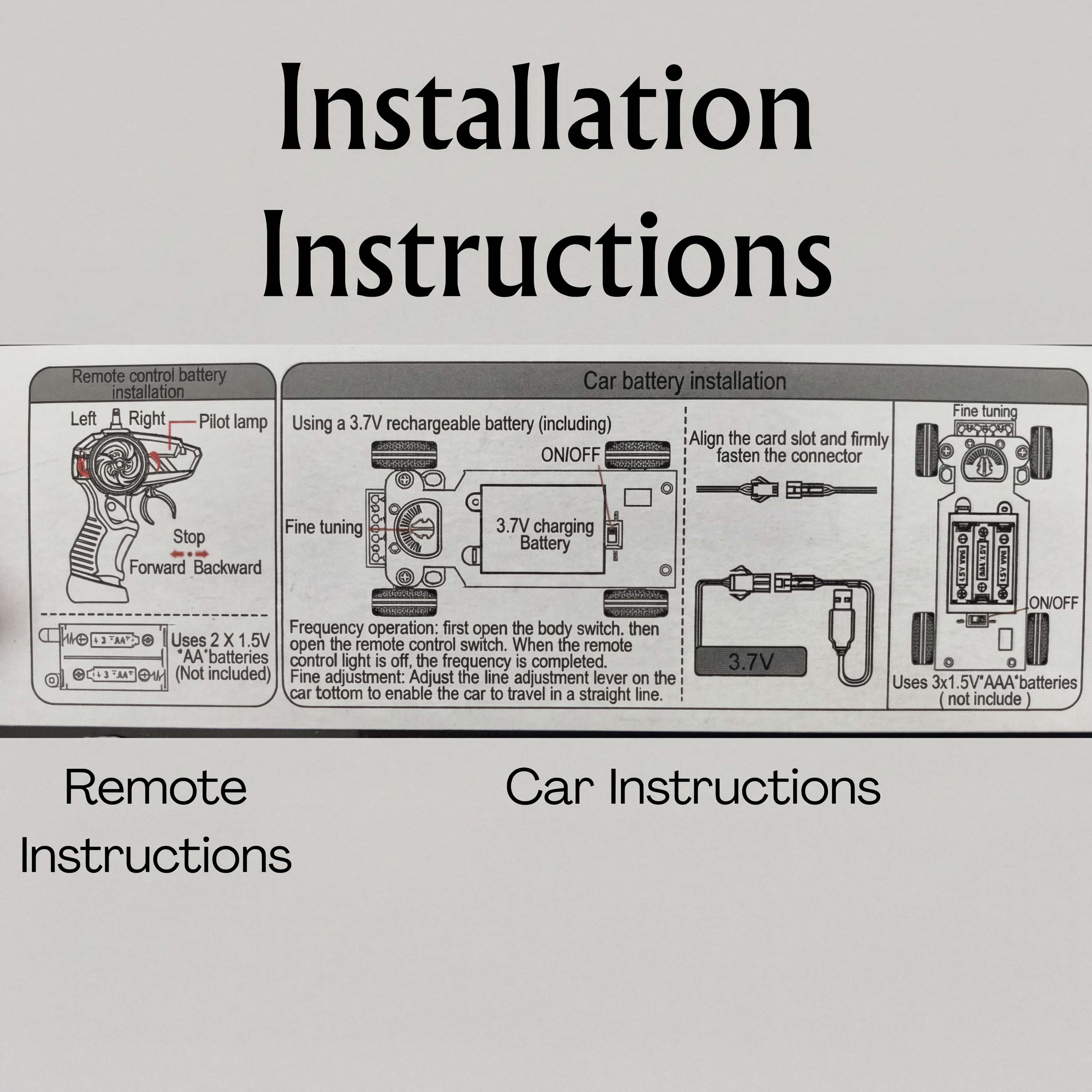 RC car installation instructions