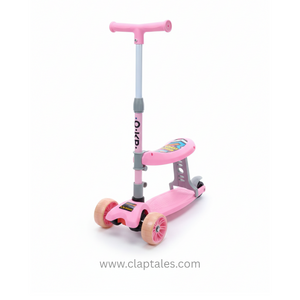 CLAPTALES 3 in 1 kids scooter and ride on toy with LED wheels