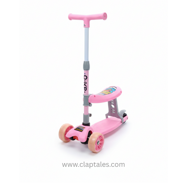 CLAPTALES 3 in 1 kids scooter and ride on toy with LED wheels