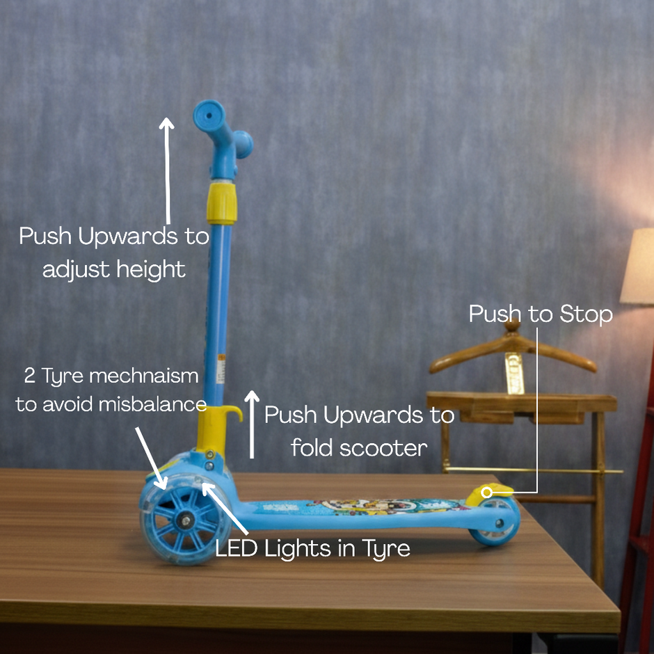 Adjustable T bar handle height feature of Claptales kids scooter growing with child