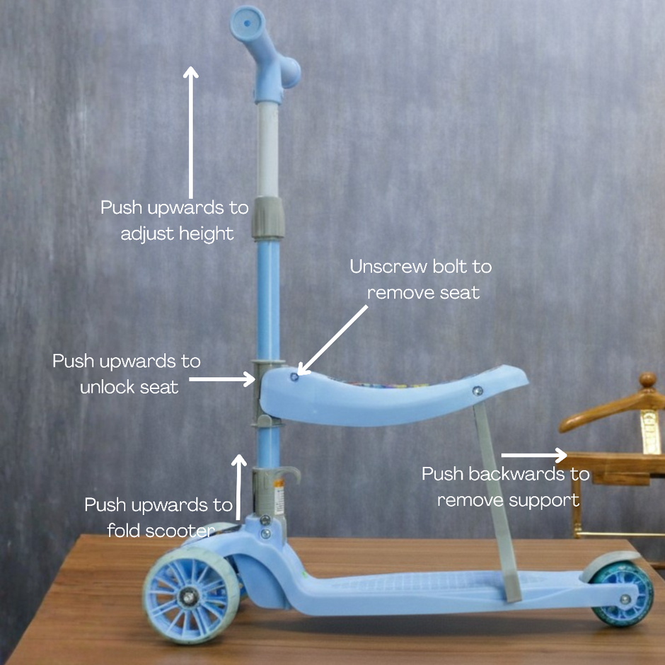 Kids standing kick scooter mode convertible 3 wheel scooter for boys and girls