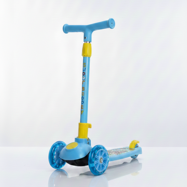 Side view of Claptales kids kick scooter showing lean to steer technology and stable three wheel design