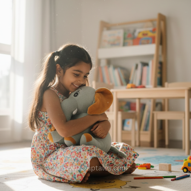 Soft cute elephant toy made with skin-friendly plush fabric
