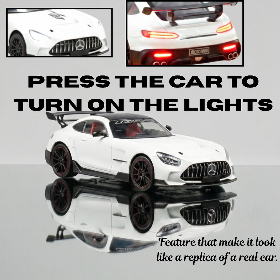 top view white metal die cast sports car toy
