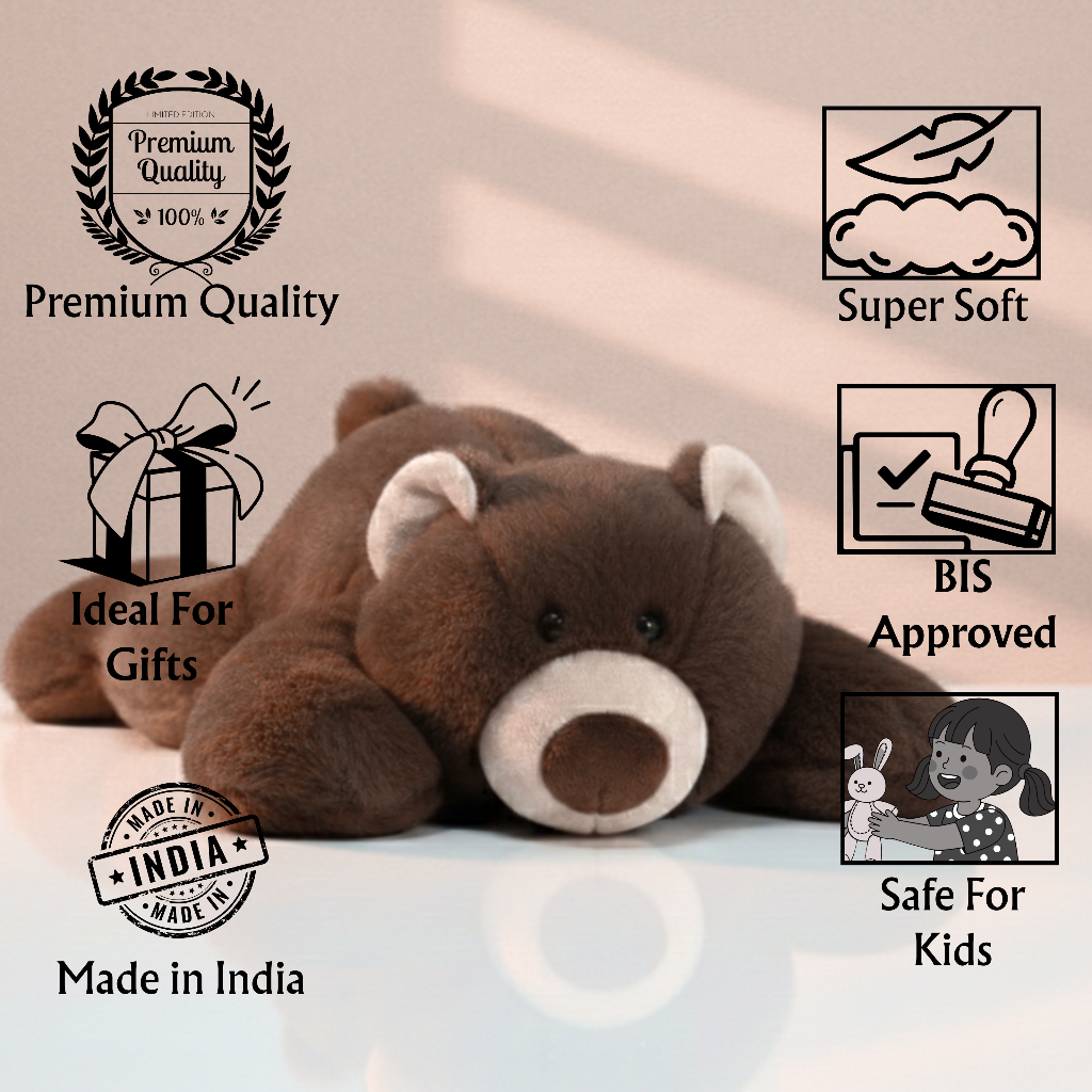Close-up of durable stitching on a high-quality brown teddy bear.