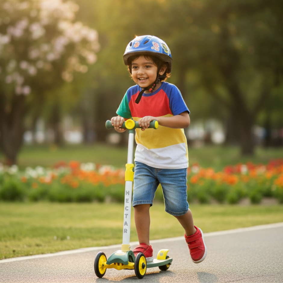 Smooth wheels of kick scooter electric for city road riding