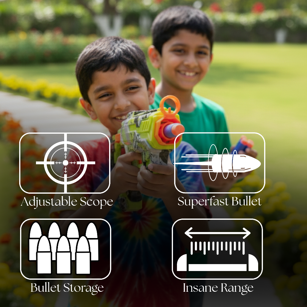 Soft bullet toy gun front view kids shooting toy with foam bullets
