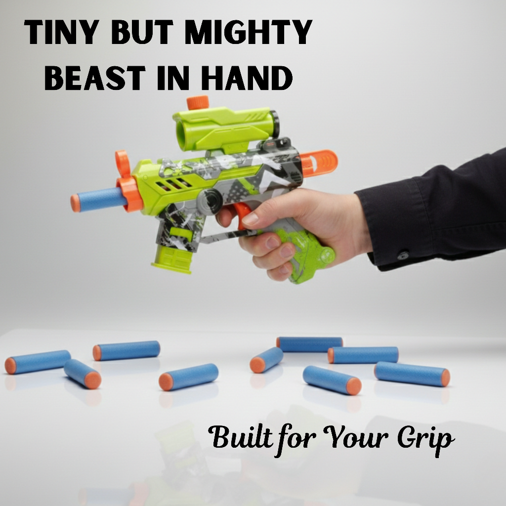 Soft bullet toy gun with bottom bullet storage for kids
